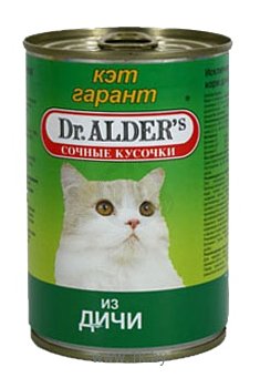 Фотографии Dr. Alder КЭТ ГАРАНТ дичь кусочки в желе Для домашних кошек (0.4 кг) 24 шт.
