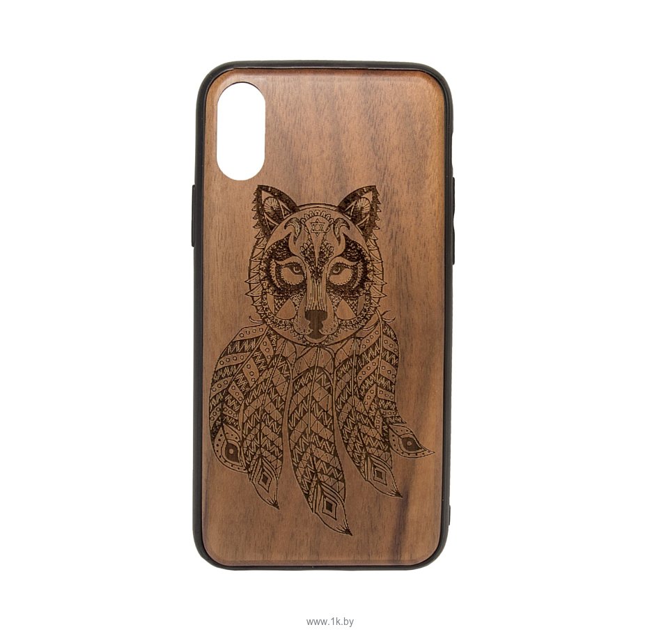 Фотографии Case Wood для Apple iPhone X (грецкий орех, волк III)