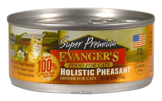 Фотографии Evanger's (0.156 кг) Super Premium Holistic Pheasant Dinner консервы для кошек