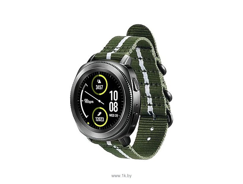 Фотографии Samsung Premium Nato для Galaxy Watch 42mm & Gear Sport (зеленый/белый)