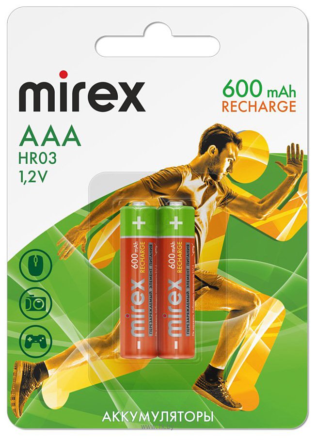 Фотографии Mirex HR03 AAA 600mAh 2 шт. (HR03-06-E2)