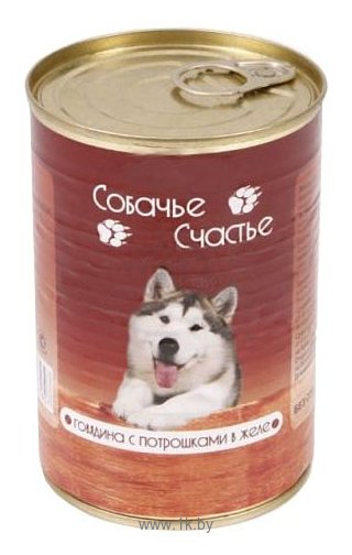 Фотографии Собачье Счастье Консервы для собак Говядина с потрошками в желе (0.41 кг) 1 шт.
