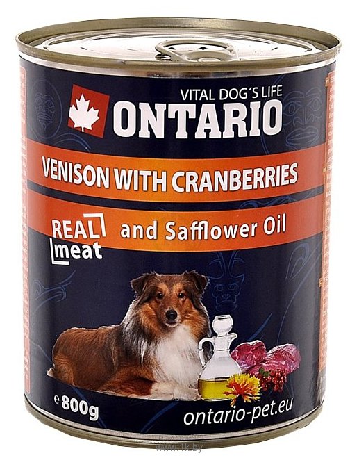 Фотографии Ontario (0.8 кг) 1 шт. Консервы Dog Venison,Cranberries and Safflower Oil