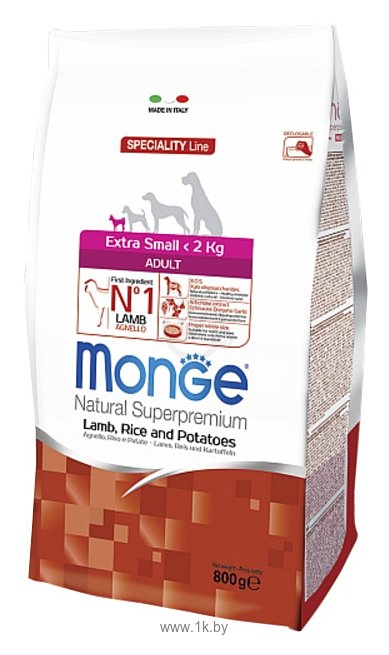 Фотографии Monge Speciality Extra Small Adult Ягненок с рисом и картофелем (0.8 кг)
