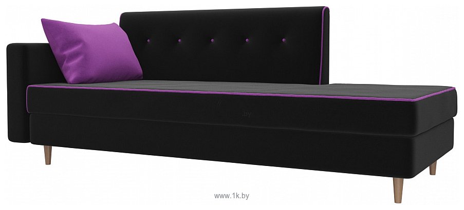 Фотографии Лига диванов Селена 105234 (левый, микровельвет, черный/фиолетовый)