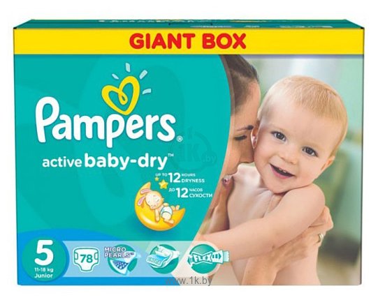 Фотографии Pampers Active Baby-Dry 5 Junior (78 шт.)