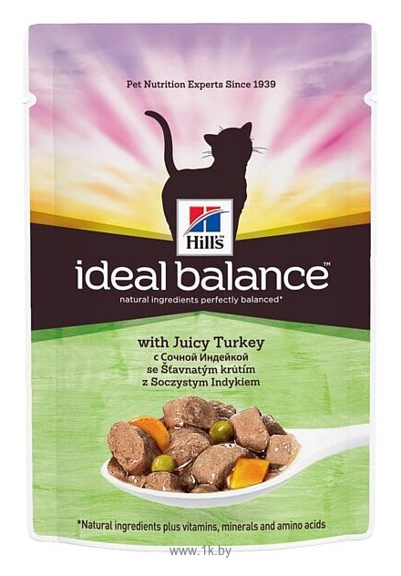 Фотографии Hill's (0.085 кг) 1 шт. Ideal Balance Feline Adult with Juicy Turkey Pouch