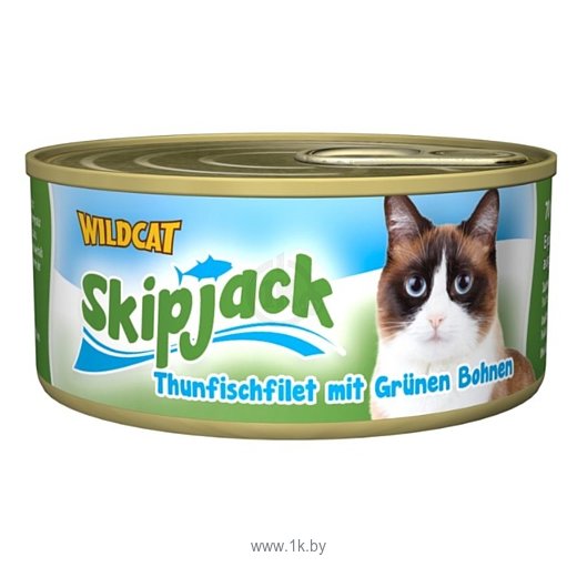 Фотографии WILDCAT (0.07 кг) 1 шт. Консервы Skipjack Филе тунца с зеленой фасолью
