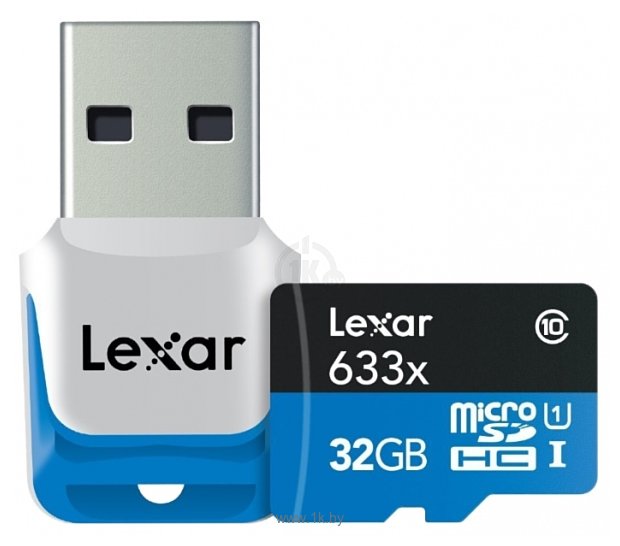 Фотографии Lexar microSDHC Class 10 UHS Class 1 633x 32GB + USB 3.0 reader