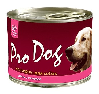 Фотографии Pro Dog Для собак дичь с клюквой консервы (0.2 кг) 1 шт.