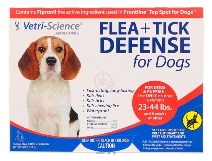 Фотографии VetriScience капли от блох и клещей Flea+Tick Defense для собак и щенков 2шт. в уп.