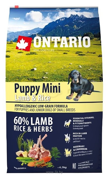 Фотографии Ontario (6.5 кг) Puppy Mini Lamb & Rice
