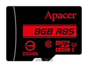 Фотографии Apacer microSDHC Card Class 10 UHS-I U1 (R85 MB/s) 8GB + SD adapter