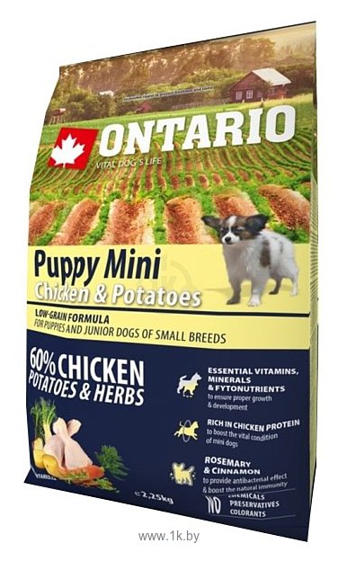 Фотографии Ontario (2.25 кг) Puppy Mini Chicken & Potatoes