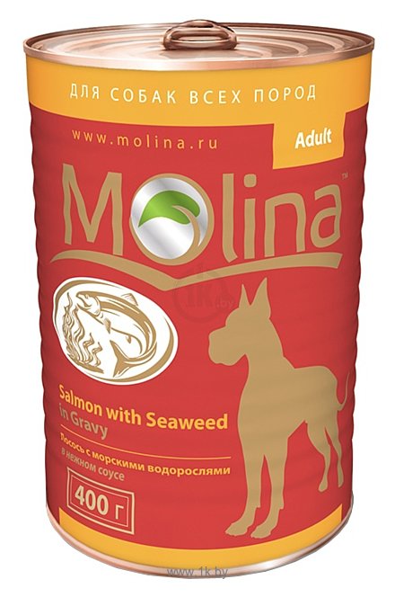 Фотографии Molina Консервы для собак Лосось с морскими водорослями в нежном соусе (0.4 кг) 1 шт.
