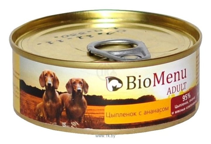 Фотографии BioMenu (0.1 кг) 24 шт. Adult консервы для собак с цыпленком и ананасами