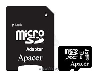 Фотографии Apacer microSDXC Card Class 10 UHS-I U1 64GB + SD adapter