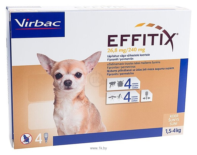 Фотографии Virbac капли от блох и клещей Эффитикс для собак и щенков от 1.5 до 4 кг
