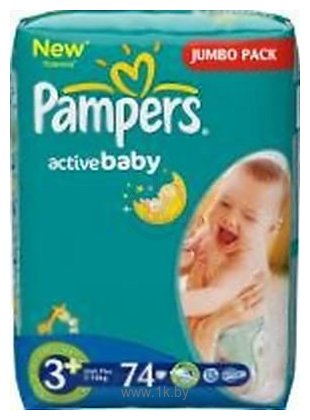 Фотографии Pampers Active Baby 3 Midi Plus (4-9кг) Jumbo Pack 74шт
