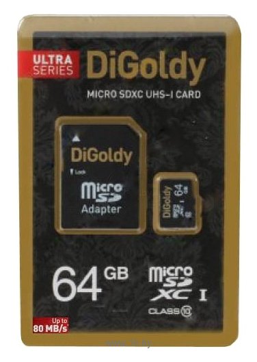 Фотографии Digoldy microSDXC Class 10 UHS-I 80MB/s 64GB + SD adapter