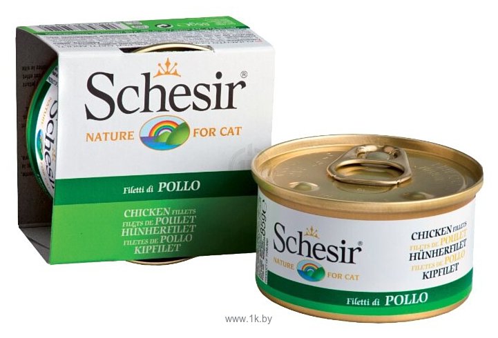 Фотографии Schesir (0.085 кг) 1 шт. Кусочки в желе. Куриное филе. Консервы для кошек