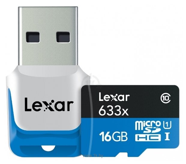 Фотографии Lexar microSDHC Class 10 UHS Class 1 633x 16GB + USB 3.0 reader