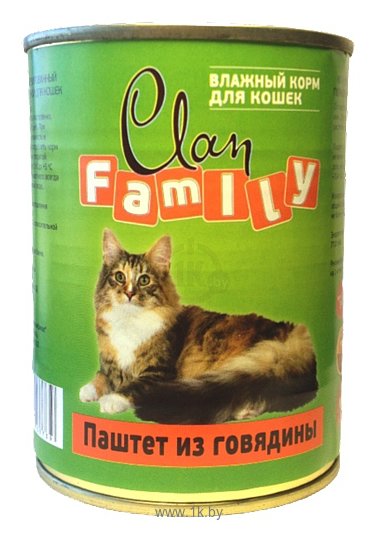 Фотографии CLAN Family Паштет из говядины для кошек (0.340 кг) 1 шт.
