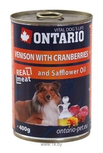 Фотографии Ontario (0.4 кг) 1 шт. Консервы Dog Venison,Cranberries and Safflower Oil