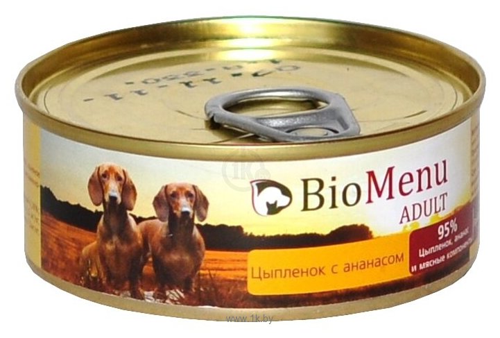 Фотографии BioMenu (0.1 кг) 1 шт. Adult консервы для собак с цыпленком и ананасами