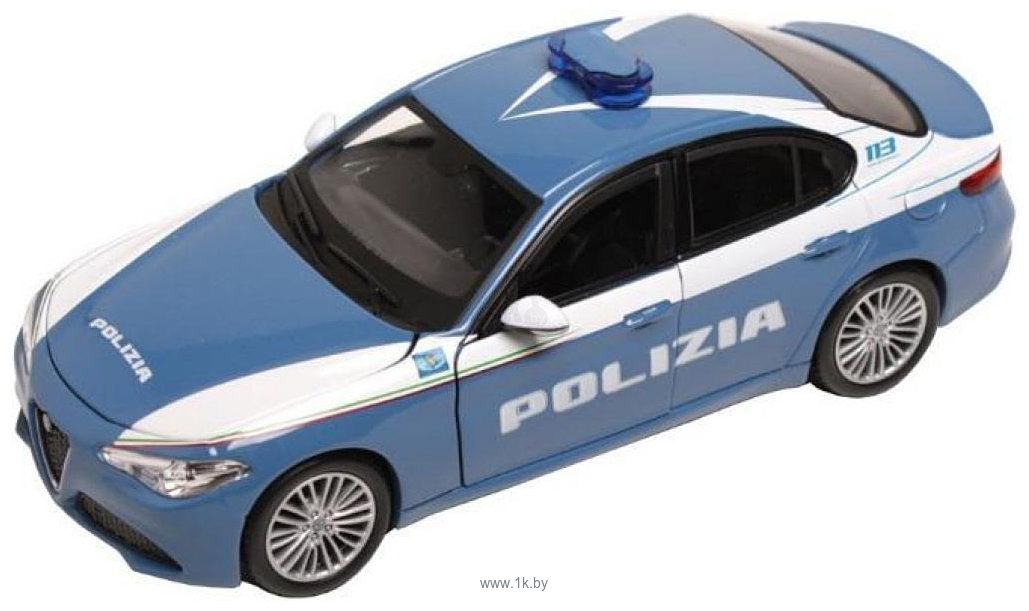 Фотографии Bburago Alfa Romeo Giulia Polizia 18-21085 (синий, полиция)