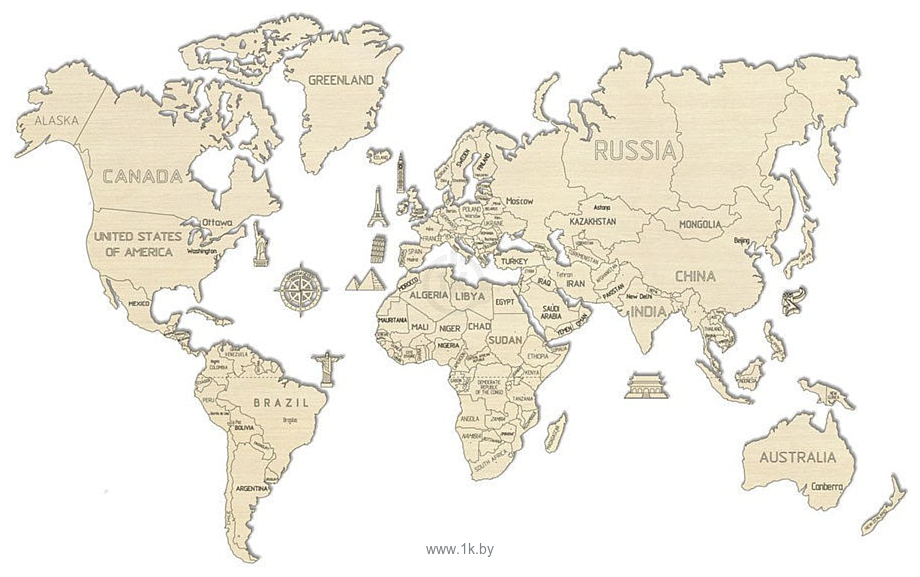 Фотографии Wooden City Карта Мира (размер XL)