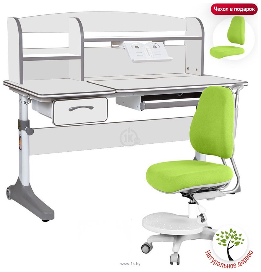 Фотографии Anatomica Uniqa + надстройка + подставка для книг с зеленым креслом Ragenta (белый/серый)