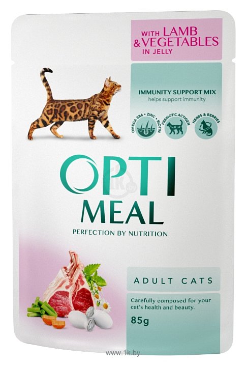 Фотографии Optimeal Для кошек с ягненком и овощами в желе (0.085 кг) 1 шт.