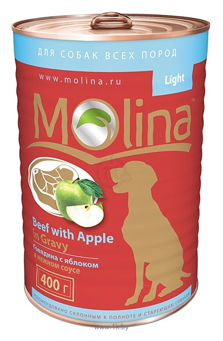 Фотографии Molina Консервы для собак Говядина с яблоком в нежном соусе (0.4 кг) 1 шт.