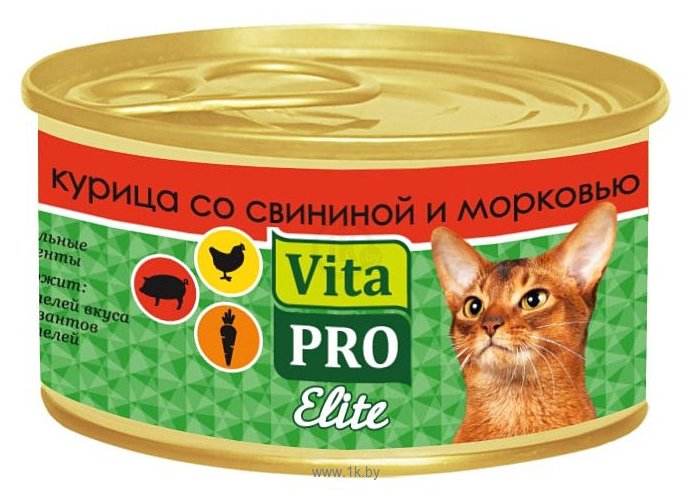 Фотографии Vita PRO Мясные и рыбные волокна Elite для кошек, курица со свининой и морковью (0.07 кг) 24 шт.