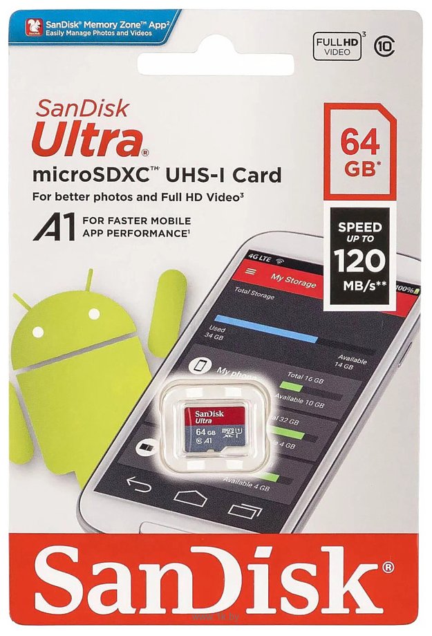 Фотографии SanDisk Ultra microSDXC UHS-I 64GB SDSQUNC-064G-ZN3MN