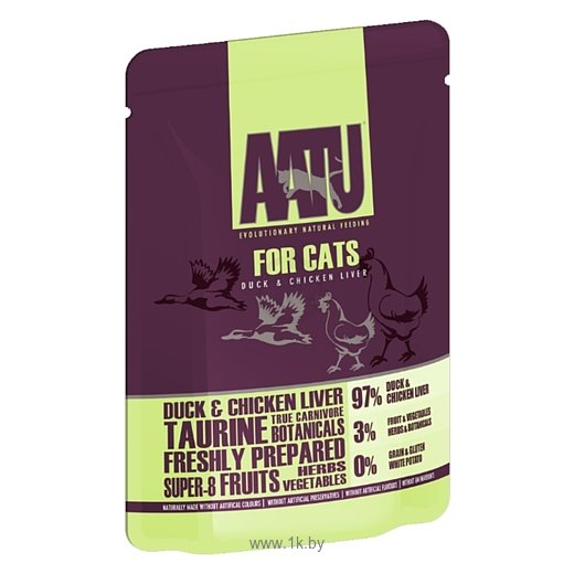 Фотографии AATU (0.085 кг) 1 шт. For Cats pouch Duck & Chicken Liver