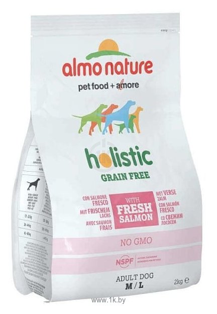 Фотографии Almo Nature (2 кг) Holistic Adult Dog Grain Free Fresh Salmon M-L