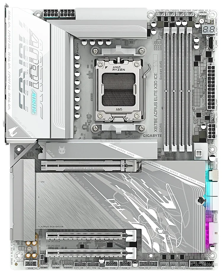 Фотографии Gigabyte X870E Aorus Elite X3D Ice Фотографии Gigabyte X870E Aorus Elite X3D Ice