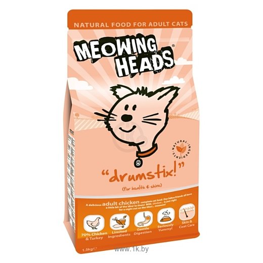 Фотографии Meowing Heads (0.25 кг) Для взрослых кошек с курицей и яйцом. Аппетитная курочка