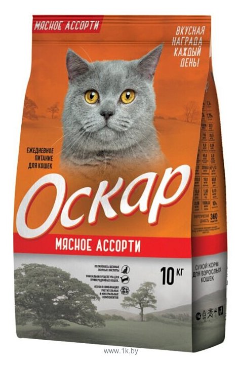 Фотографии Оскар Сухой корм для взрослых кошек с нормальной физической активностью Мясное ассорти (10 кг)
