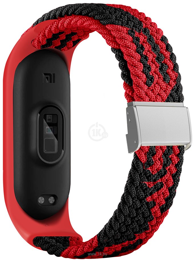 Фотографии Rumi Wick из плетеного нейлона для Xiaomi Smart Band 7 (черно-красный)