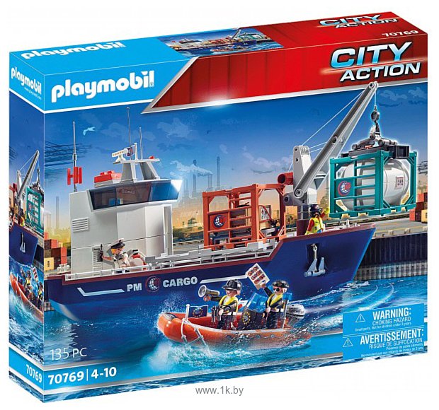 Фотографии Playmobil PM70769 Грузовое судно с лодкой