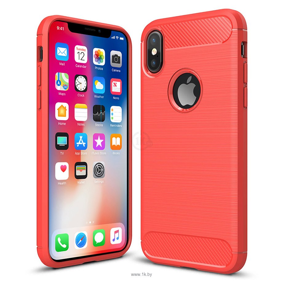 Фотографии Case Brushed Line для Apple iPhone X (красный)