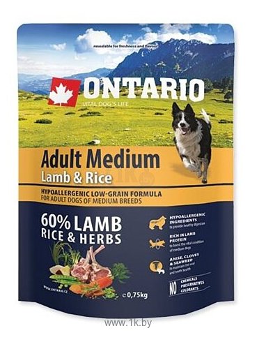 Фотографии Ontario (0.75 кг) Adult Medium Lamb & Rice