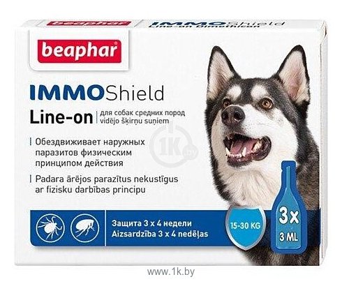 Фотографии Beaphar капли от блох и клещей IMMO Shield Line-on для собак и щенков от 15 до 30 кг