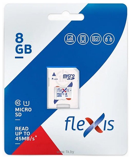 Фотографии Flexis microSDHC 8GB Class 10 U1 FMSD008GU1A (с адаптером)