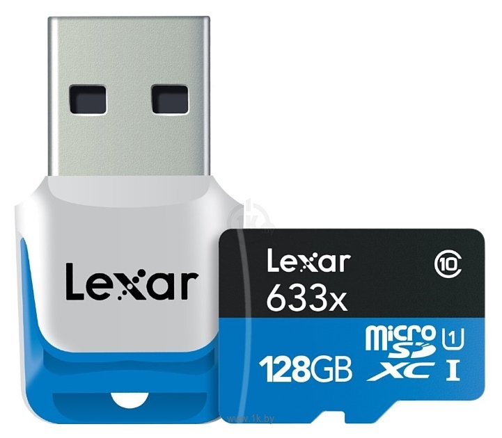 Фотографии Lexar microSDXC Class 10 UHS Class 1 633x 128GB + USB 3.0 reader