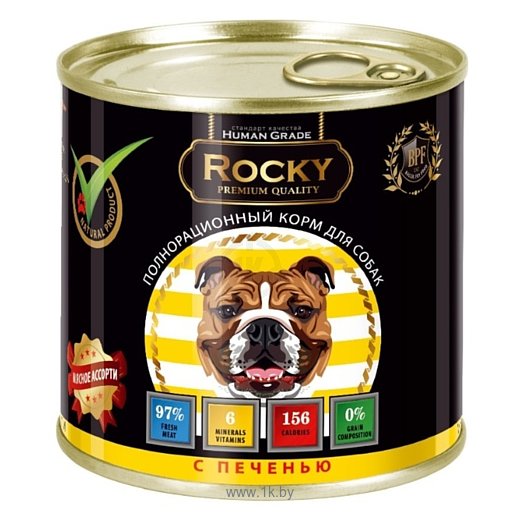 Фотографии Rocky (0.75 кг) 1 шт. Мясное ассорти с Печенью для собак