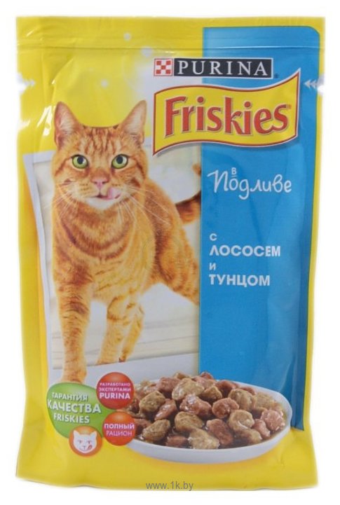 Фотографии Friskies Для взрослых кошек с лососем и тунцом в подливе (0.1 кг) 20 шт.